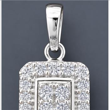 No Reserve 925 Sterling Silver 0.63 Ct Round Cubic Zirconia Pendant