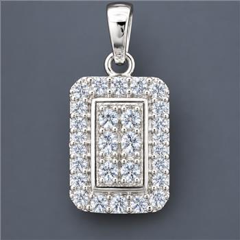 No Reserve 925 Sterling Silver 0.63 Ct Round Cubic Zirconia Pendant