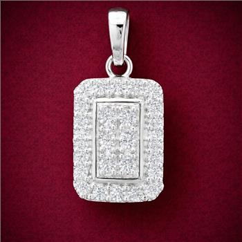 No Reserve 925 Sterling Silver 0.63 Ct Round Cubic Zirconia Pendant