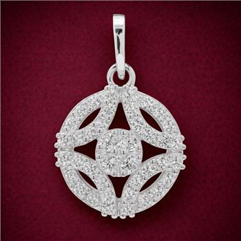 No Reserve 925 Sterling Silver 0.64 Ct Round Cubic Zirconia Pendant