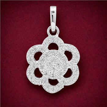 No Reserve 925 Sterling Silver 0.66 Ct Round Cubic Zirconia Pendant