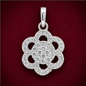 No Reserve 925 Sterling Silver 0.66 Ct Round Cubic Zirconia Pendant
