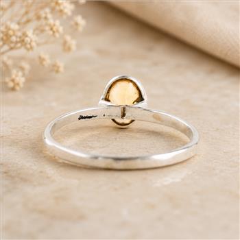 No Reserve 925 Sterling Silver 0.68 Ct Oval Citrine Ring 7 US Ring Size