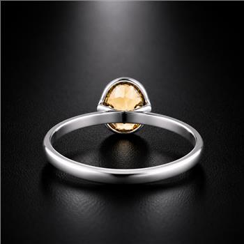 No Reserve 925 Sterling Silver 0.68 Ct Oval Citrine Ring 7 US Ring Size