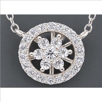 No Reserve 925 Sterling Silver 0.71 Ct Round Cubic Zirconia Pendant