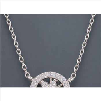 No Reserve 925 Sterling Silver 0.71 Ct Round Cubic Zirconia Pendant