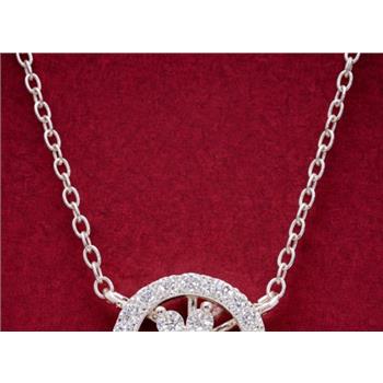 NO RESERVE 925 Sterling Silver 0.71 Ct Round Cubic Zirconia Pendant