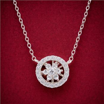 NO RESERVE 925 Sterling Silver 0.71 Ct Round Cubic Zirconia Pendant