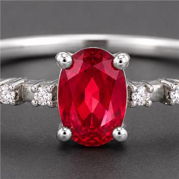 No Reserve 925 Sterling Silver 0.74 Ct Oval Pink Topaz Cubic Zirconia Ring 7 US Ring Size