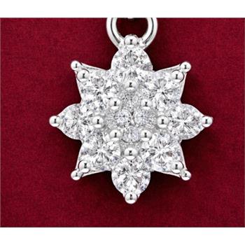 No Reserve 925 Sterling Silver 0.74 Ct Round Cubic Zirconia Pendant