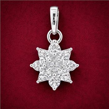 No Reserve 925 Sterling Silver 0.74 Ct Round Cubic Zirconia Pendant