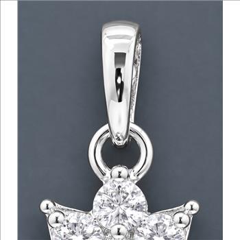 No Reserve 925 Sterling Silver 0.74 Ct Round Cubic Zirconia Pendant
