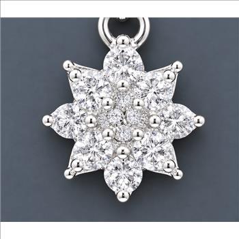 No Reserve 925 Sterling Silver 0.74 Ct Round Cubic Zirconia Pendant