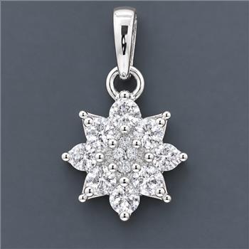 No Reserve 925 Sterling Silver 0.74 Ct Round Cubic Zirconia Pendant