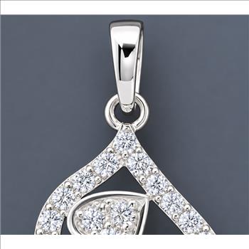 No Reserve 925 Sterling Silver 0.78 Ct Round Cubic Zirconia Pendant