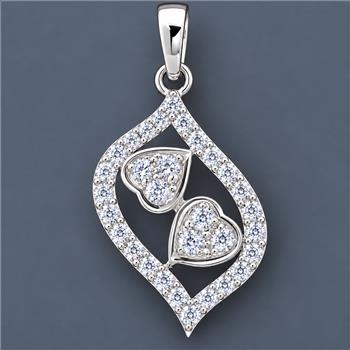 No Reserve 925 Sterling Silver 0.78 Ct Round Cubic Zirconia Pendant