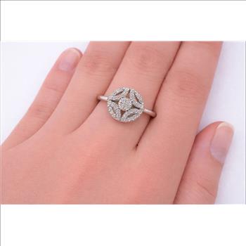 No Reserve 925 Sterling Silver 0.79 Ct Round Cubic Zirconia Ring 9 US Ring Size