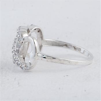 No Reserve 925 Sterling Silver 0.81 Ct Round Cubic Zirconia Ring 7 US Ring Size