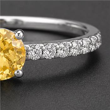 No Reserve 925 Sterling Silver 0.82 Ct Round Citrine Cubic Zirconia Ring 7 US Ring Size