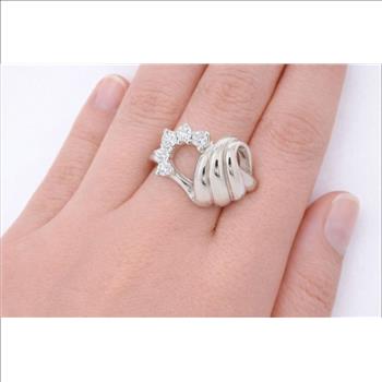 No Reserve 925 Sterling Silver 0.85 Ct Cubic Zirconia Ring 7 US Ring Size