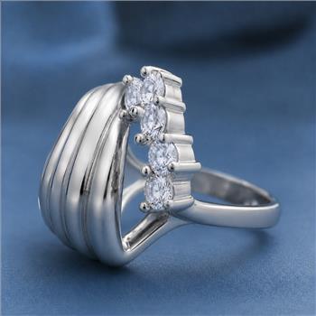 No Reserve 925 Sterling Silver 0.85 Ct Cubic Zirconia Ring 7 US Ring Size