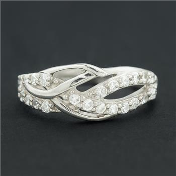 No Reserve 925 Sterling Silver 0.90 Ct Cubic Zirconia Ring 6.5 US Ring Size