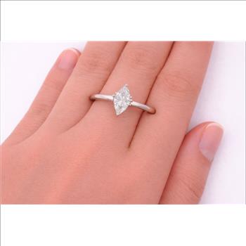 No Reserve 925 Sterling Silver 0.90 Ct Cubic Zirconia Ring 7 US Ring Size