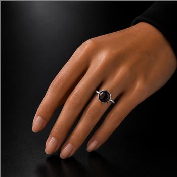 No Reserve 925 Sterling Silver 0.92 Ct Round Garnet Ring 7 US Ring Size