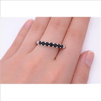 No Reserve 925 Sterling Silver 0.95 Ct Round Black Spinel Ring