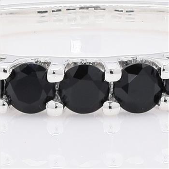 No Reserve 925 Sterling Silver 0.95 Ct Round Black Spinel Ring