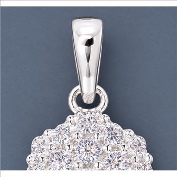 No Reserve 925 Sterling Silver 0.95 Ct Round Cubic Zirconia Pendant