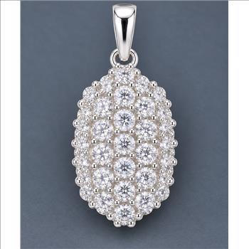 No Reserve 925 Sterling Silver 0.95 Ct Round Cubic Zirconia Pendant