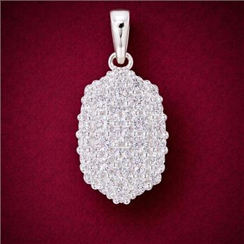 No Reserve 925 Sterling Silver 0.95 Ct Round Cubic Zirconia Pendant