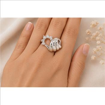 No Reserve 925 Sterling Silver 0.99 Ct Cubic Zirconia Ring 6 US Ring Size