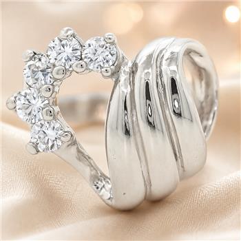 No Reserve 925 Sterling Silver 0.99 Ct Cubic Zirconia Ring 6 US Ring Size