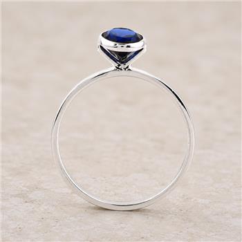 No Reserve 925 Sterling Silver 0.99 Ct Oval Created Sapphire Ring 8 US Ring Size