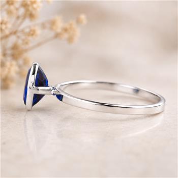 No Reserve 925 Sterling Silver 0.99 Ct Oval Created Sapphire Ring