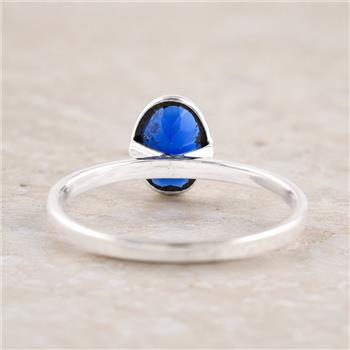 No Reserve 925 Sterling Silver 0.99 Ct Oval Created Sapphire Ring