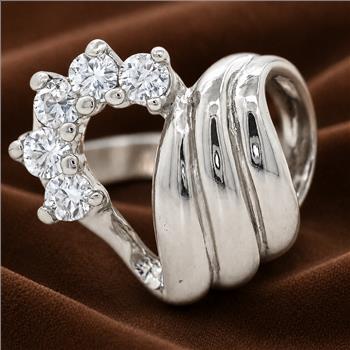 No Reserve 925 Sterling Silver 1.00 Ct Cubic Zirconia Ring 6 US Ring Size