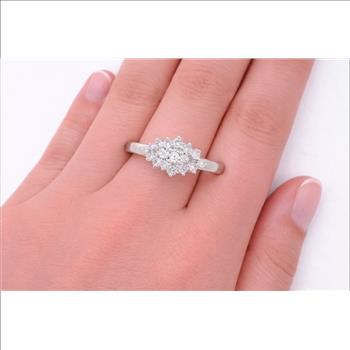 No Reserve 925 Sterling Silver 1.00 Ct Cubic Zirconia Ring 9 US Ring Size