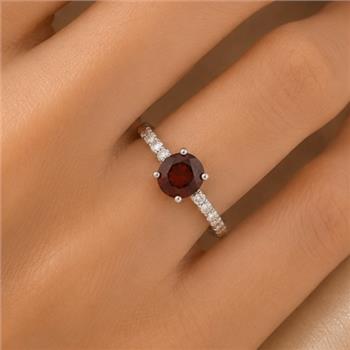 No Reserve 925 Sterling Silver 1.00 Ct Round Garnet Cubic Zirconia Ring 7 US Ring Size