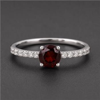 No Reserve 925 Sterling Silver 1.00 Ct Round Garnet Cubic Zirconia Ring 7 US Ring Size