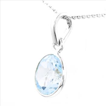 No Reserve 925 Sterling Silver 10.19 Ct Round Blue Topaz Pendant