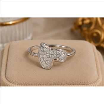 No Reserve 925 Sterling Silver 1.05 Ct Cubic Zirconia Ring 6.5 US Ring Size