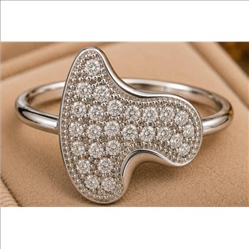 No Reserve 925 Sterling Silver 1.05 Ct Cubic Zirconia Ring 6.5 US Ring Size