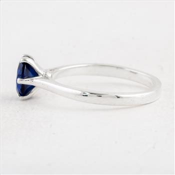 No Reserve 925 Sterling Silver 1.05 Ct Round Created Glass Sapphire Ring