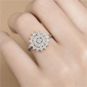 No Reserve 925 Sterling Silver 1.06 Ct Round Cubic Zirconia Ring 7 US Ring Size