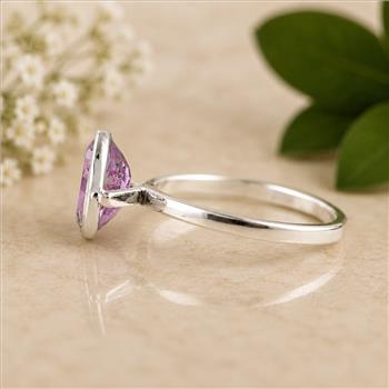 No Reserve 925 Sterling Silver 1.07 Ct Oval Amethyst Ring