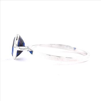 No Reserve 925 Sterling Silver 1.08 Ct Oval Created London Blue Topaz Ring 8 US Ring Size