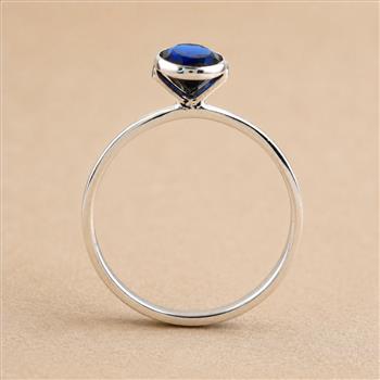 No Reserve 925 Sterling Silver 1.08 Ct Oval Created London Blue Topaz Ring 8 US Ring Size